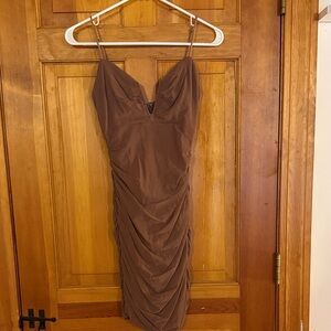 Windsor Brown Ruched Mini Dress